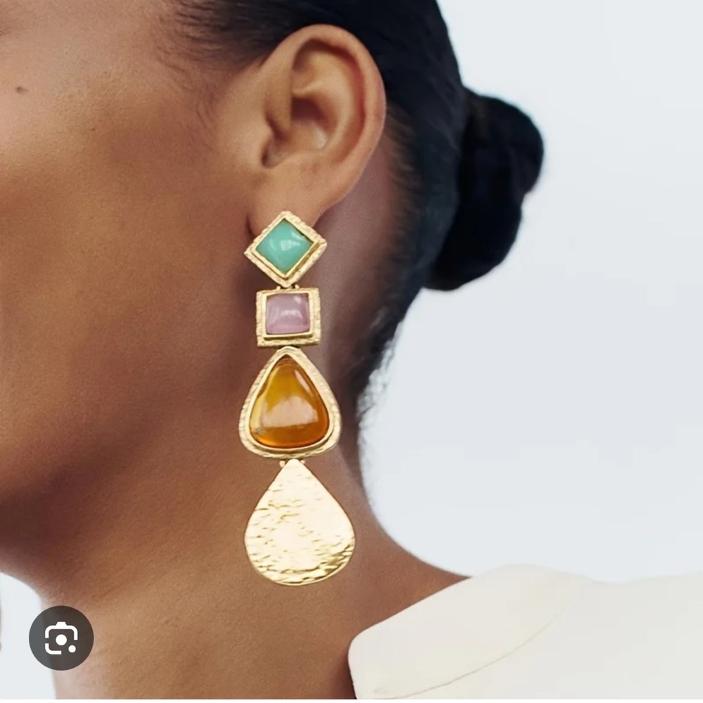 Elegant Gold and Multicolor Drop Earrings